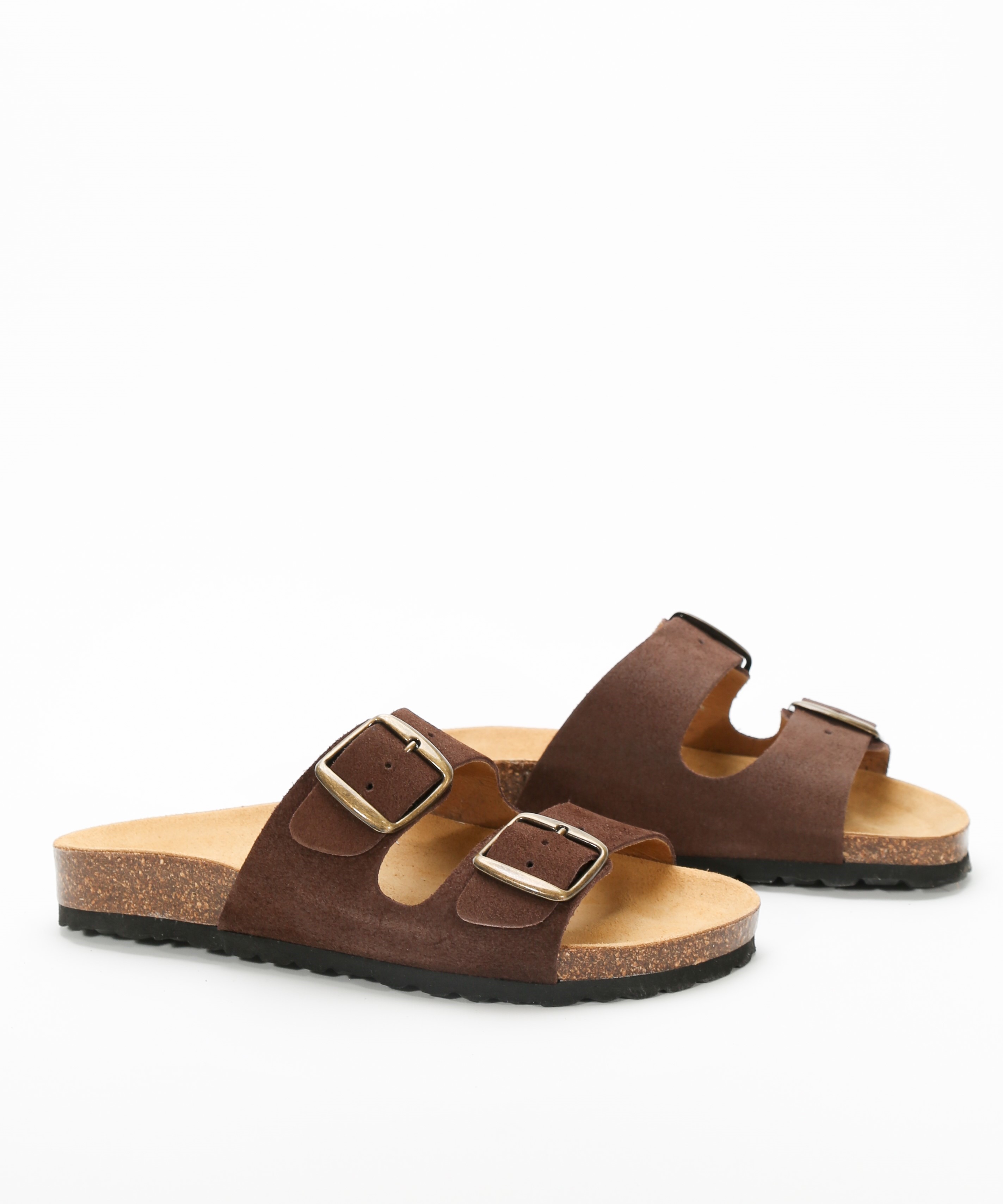 Sandalias de piel planas con hebillas  image number null